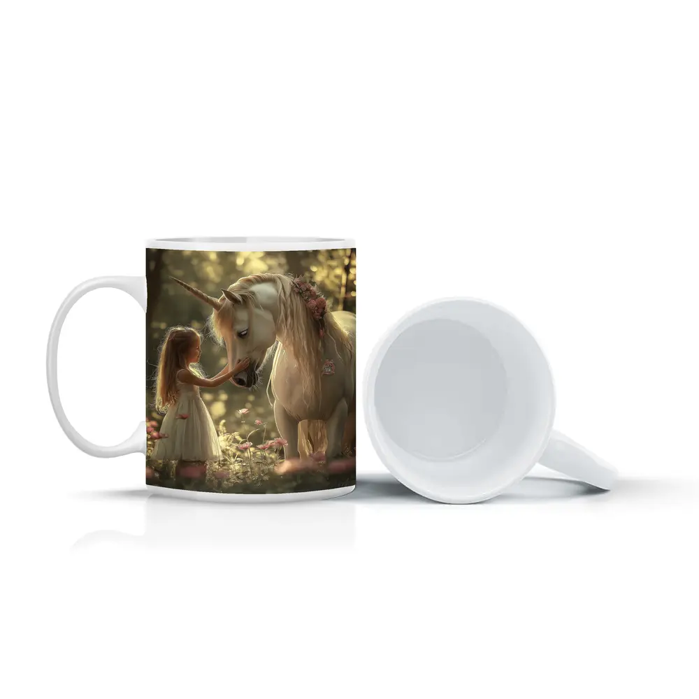 Little Girl and Unicorn Forest Fantasy – Mugs