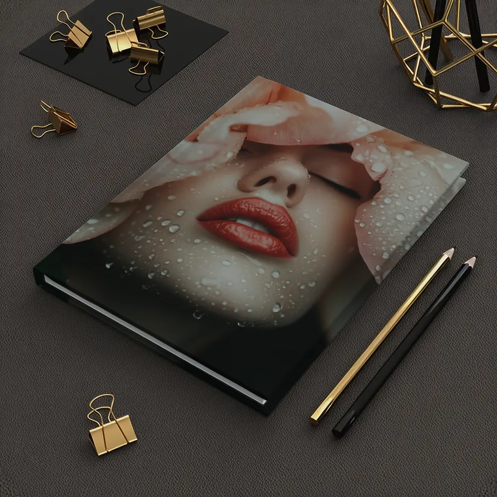 Woman Face Peony Petals Water Drops – Notebooks