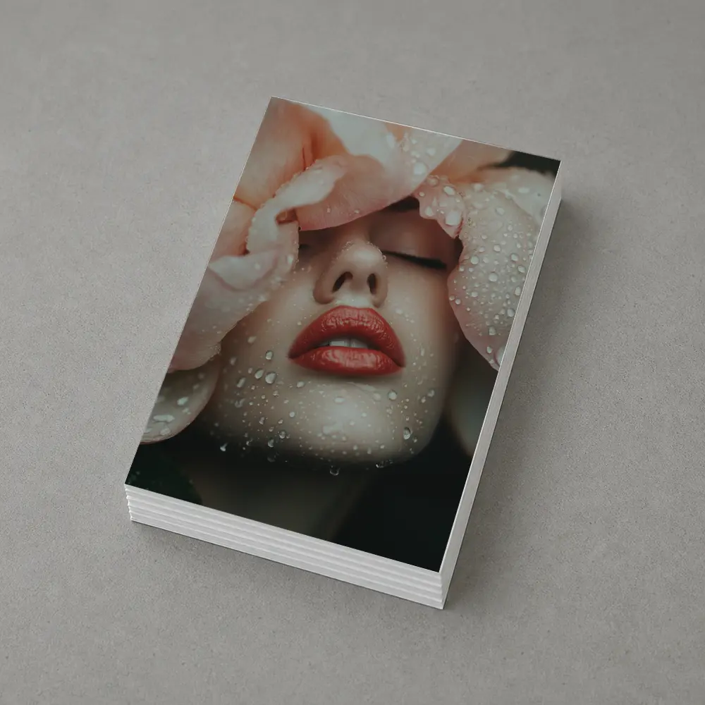 Woman Face Peony Petals Water Drops – Postcards