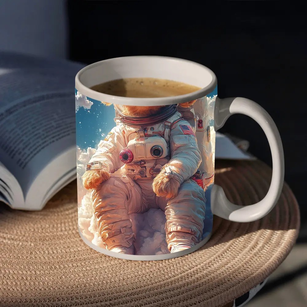 Poodle Puppy Astronaut Floating Among Clouds – Mugs