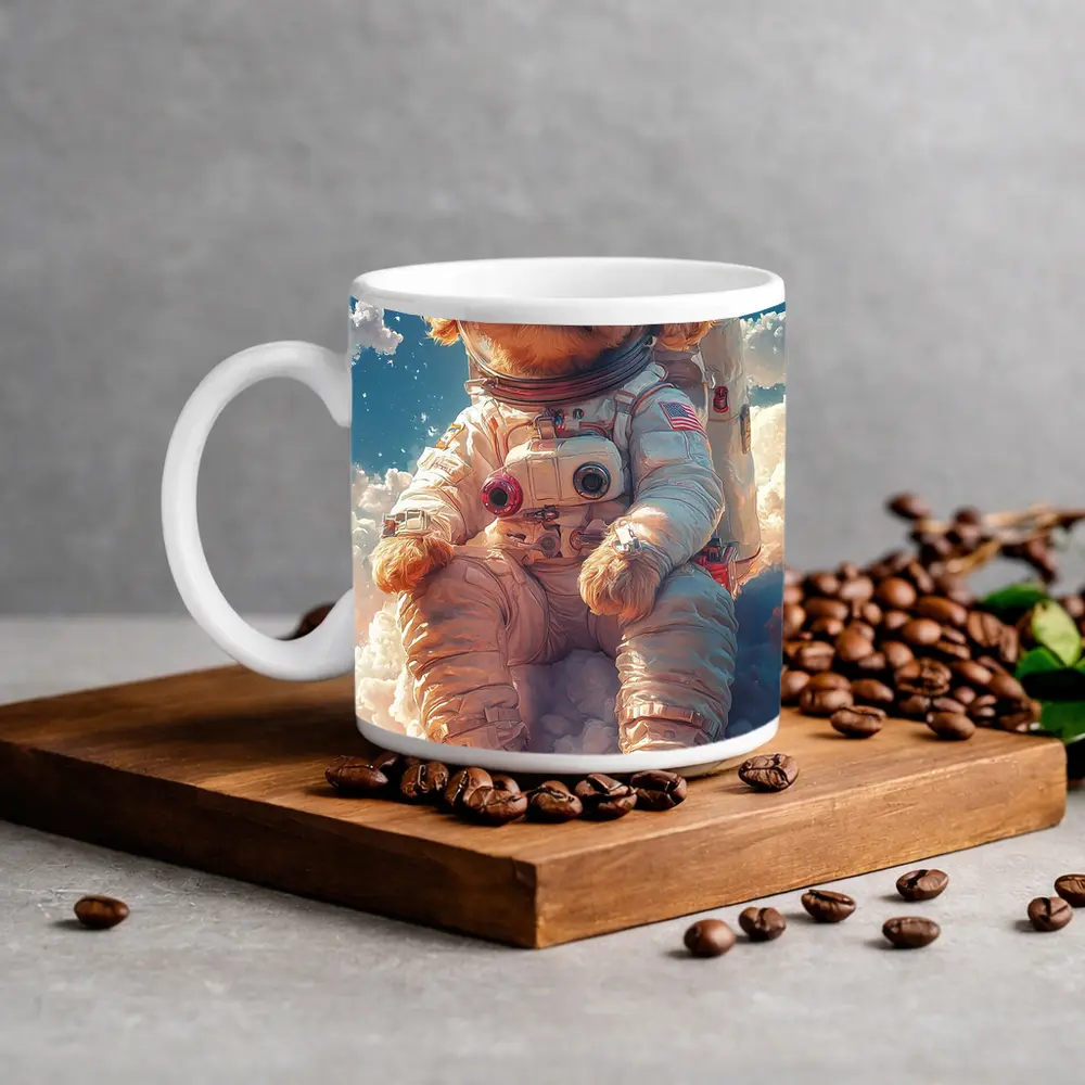 Poodle Puppy Astronaut Floating Among Clouds – Mugs
