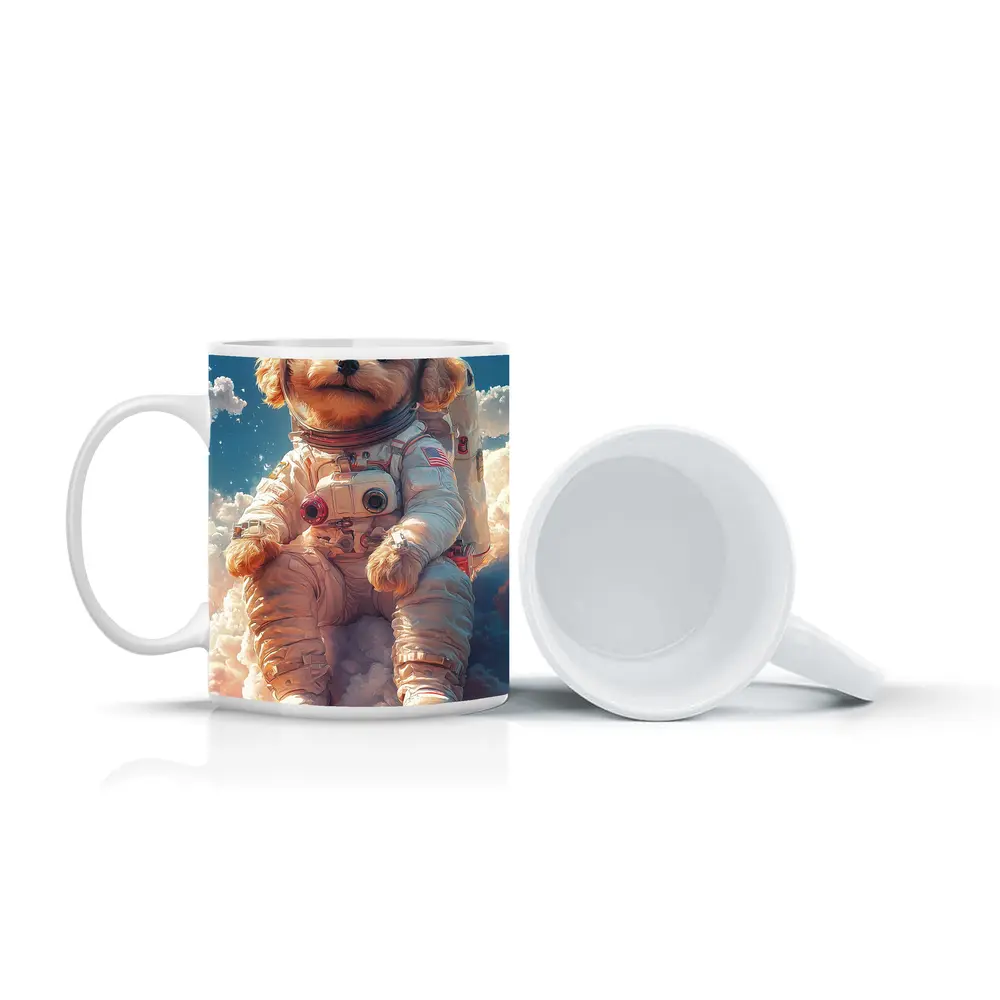 Poodle Puppy Astronaut Floating Among Clouds – Mugs