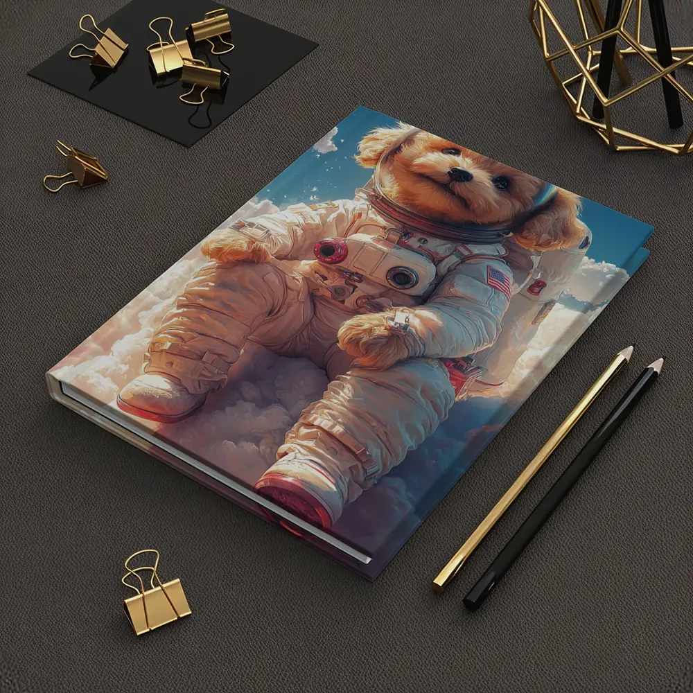 Poodle Puppy Astronaut Floating Among Clouds – Notebooks