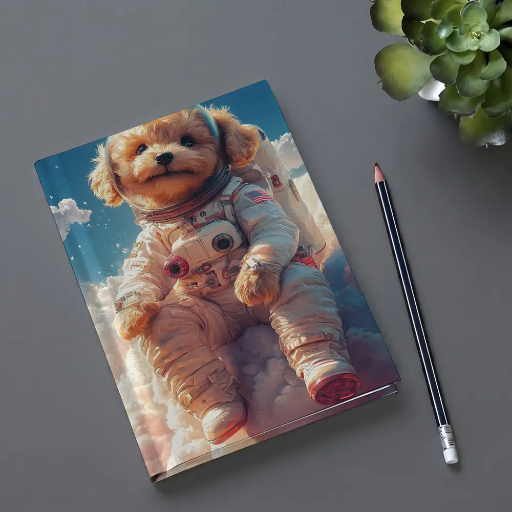Poodle Puppy Astronaut Floating Among Clouds – Notebooks