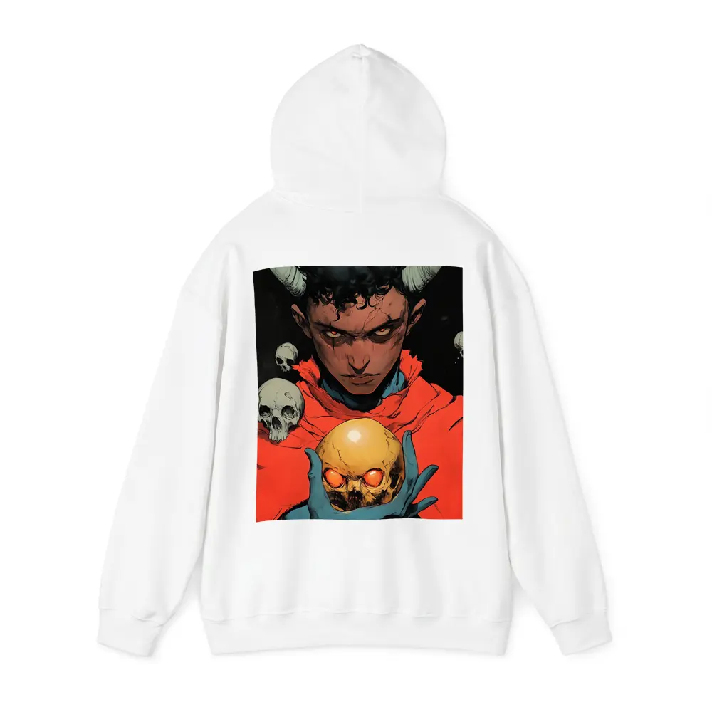 Dark Demon Holding Glowing Skull Comic Art – Hoodies