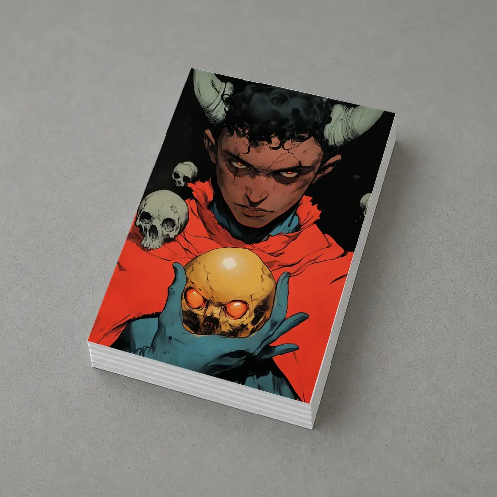 Dark Demon Holding Glowing Skull Comic Art – Postcards