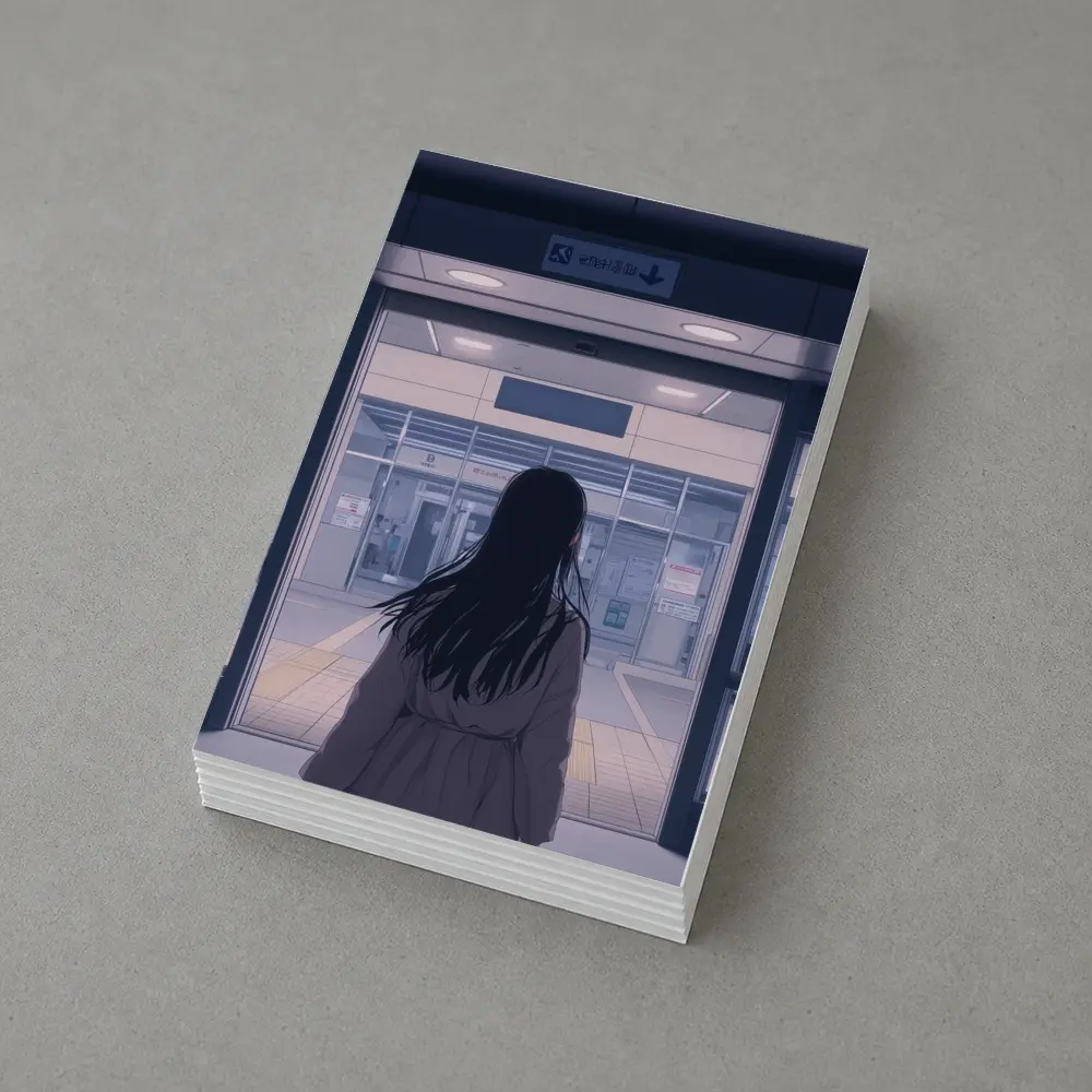 Anime Girl Standing at Train Station – Postcards
