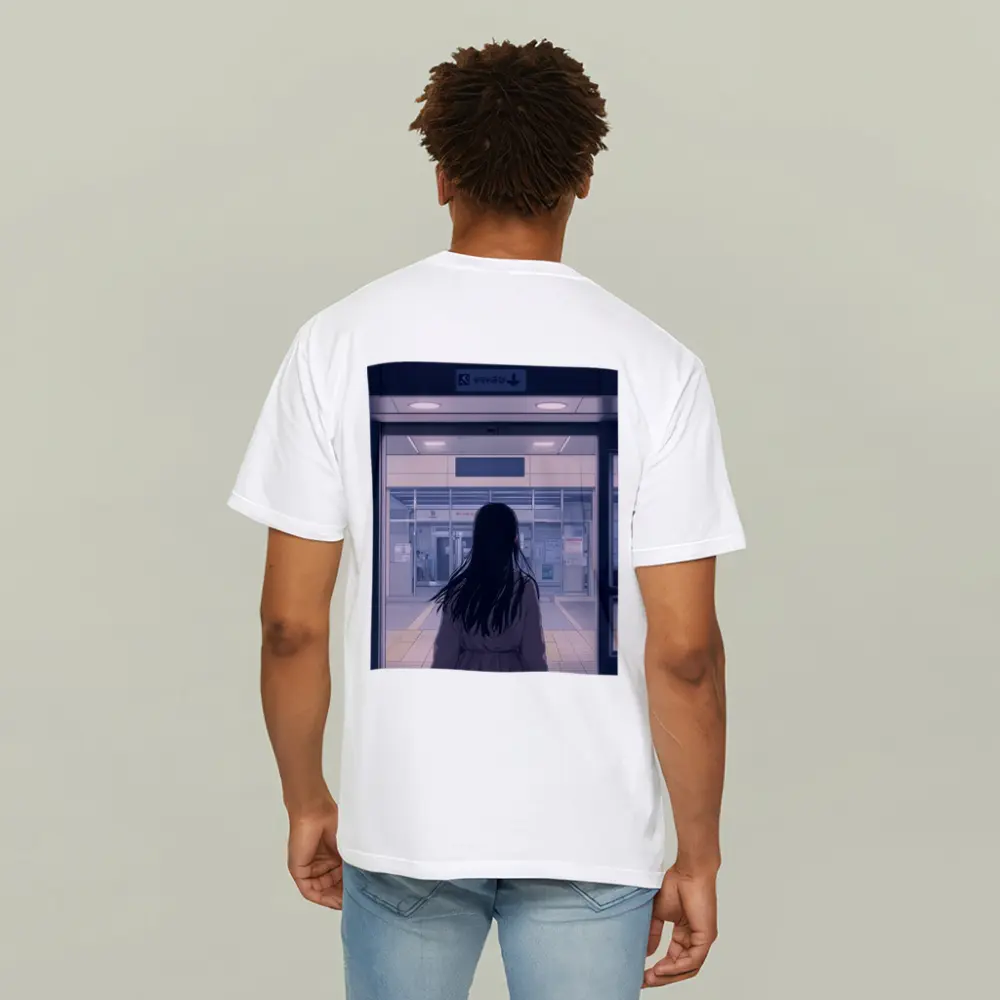 Anime Girl Standing at Train Station – T-Shirts
