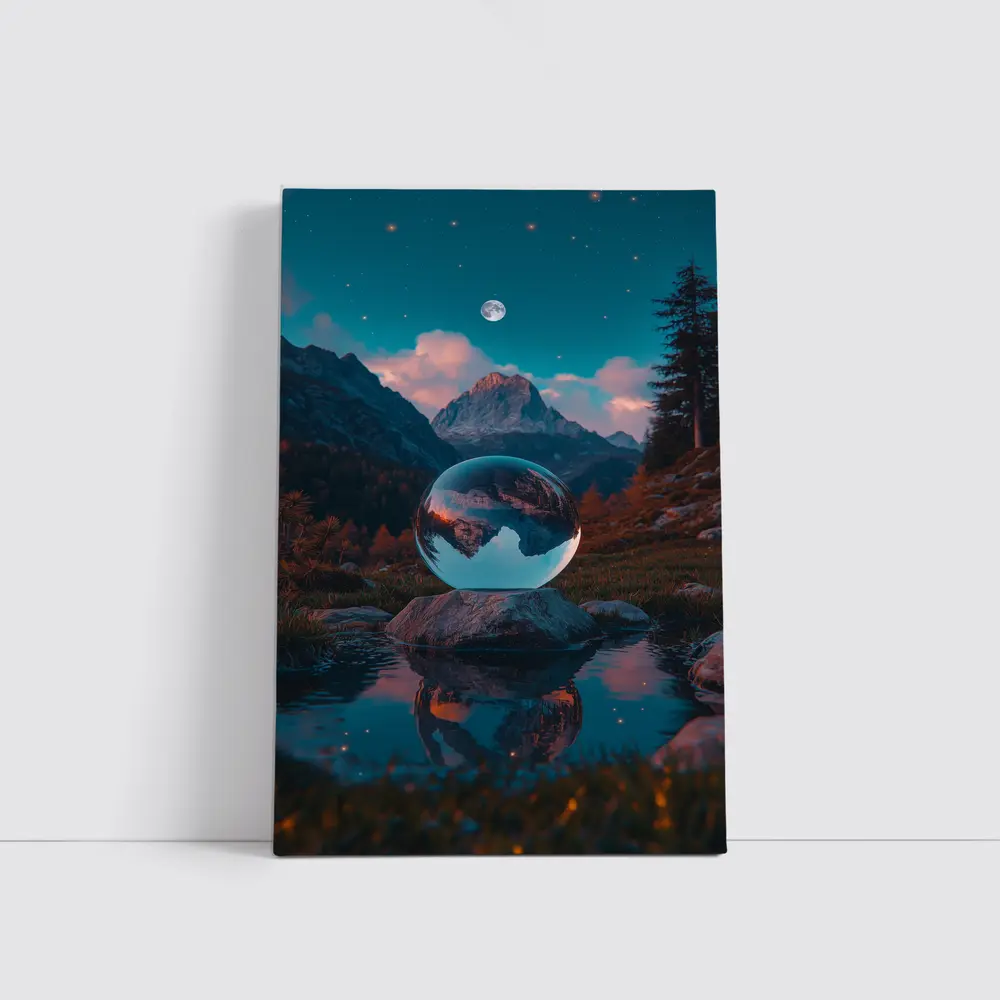 Crystal Ball Mountain Reflection Autumn Night – Wall Art