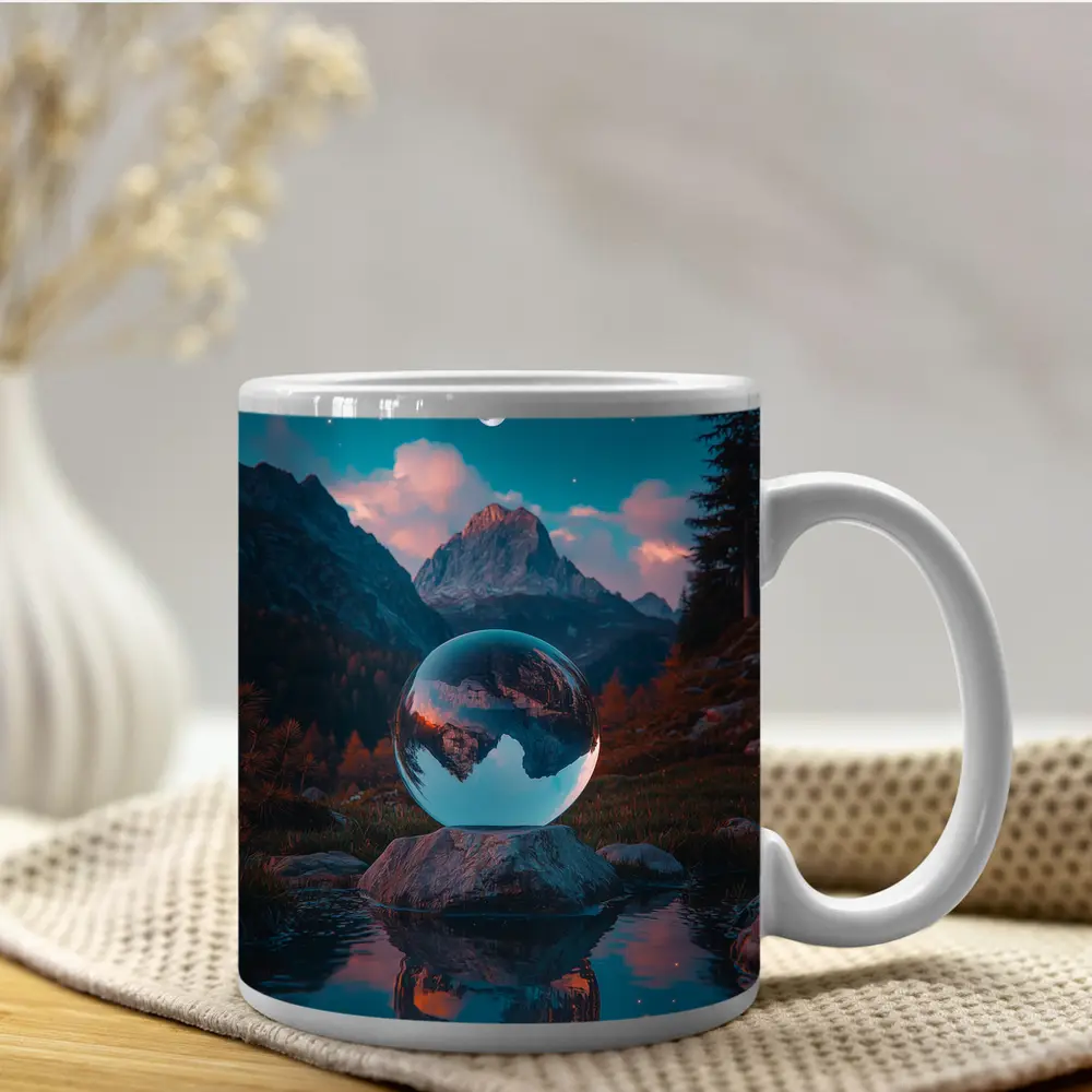 Crystal Ball Mountain Reflection Autumn Night – Mugs