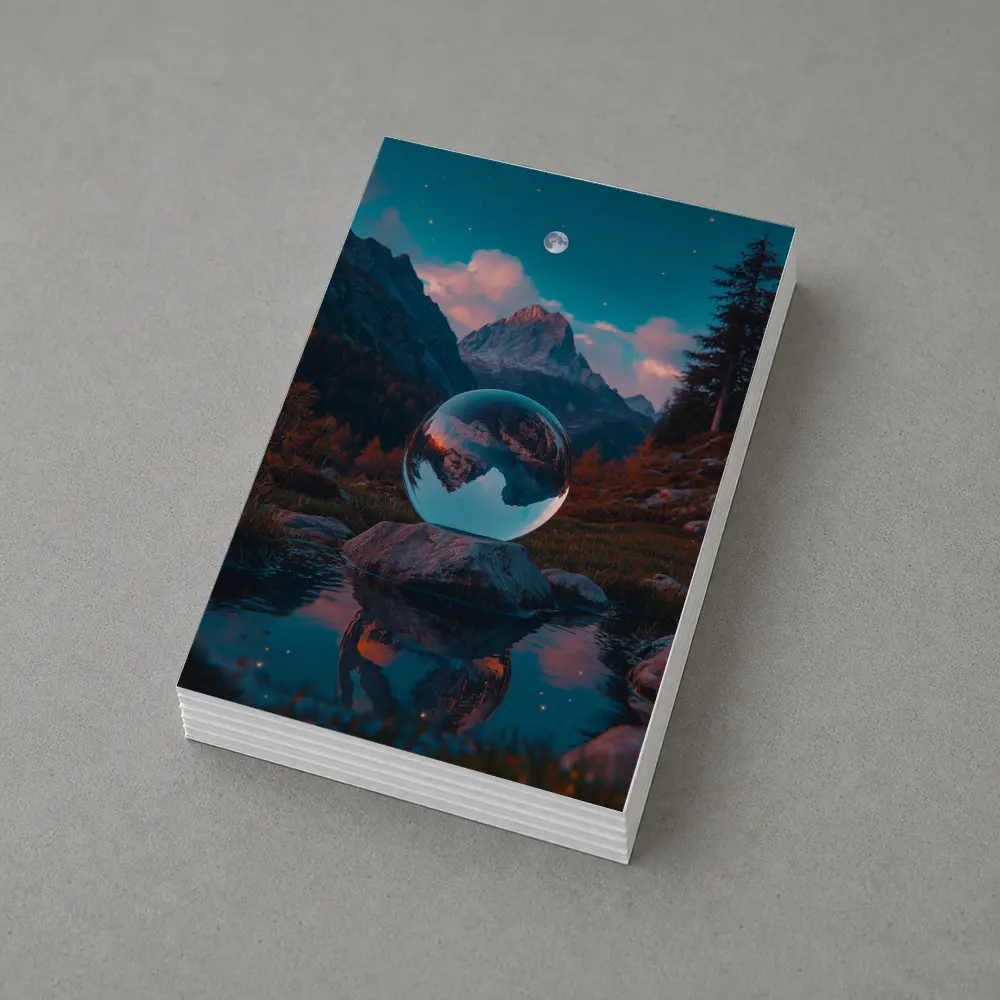 Crystal Ball Mountain Reflection Autumn Night – Postcards