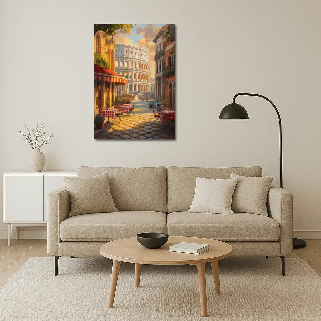Rome Colosseum Cafe Street Scene Painting – Wall Art
