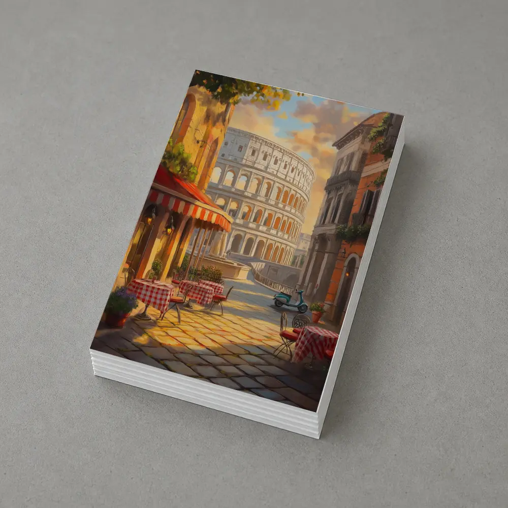 Rome Colosseum Cafe Street Scene Painting – Postcards