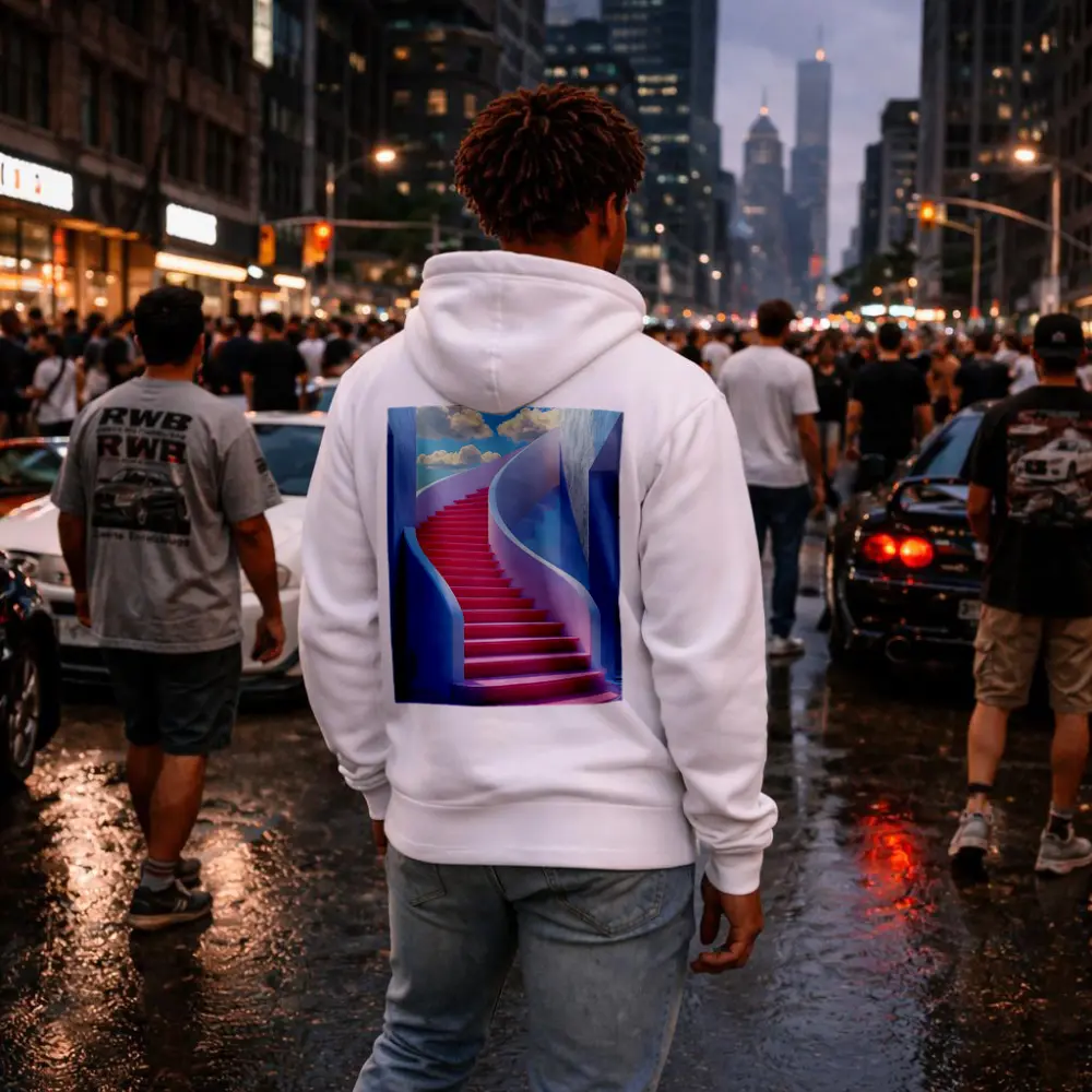 Pink Spiral Staircase Blue Sky Surreal – Hoodies