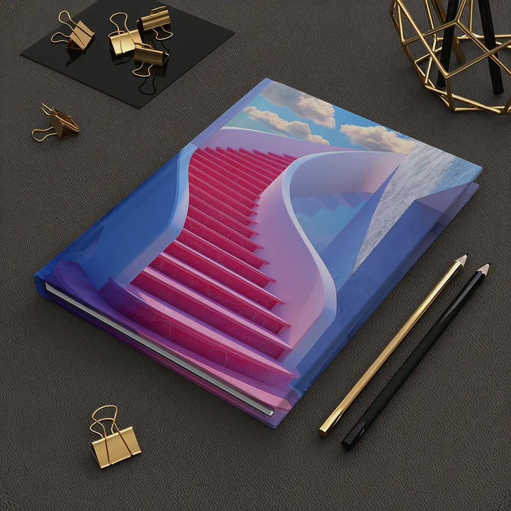 Pink Spiral Staircase Blue Sky Surreal – Notebooks