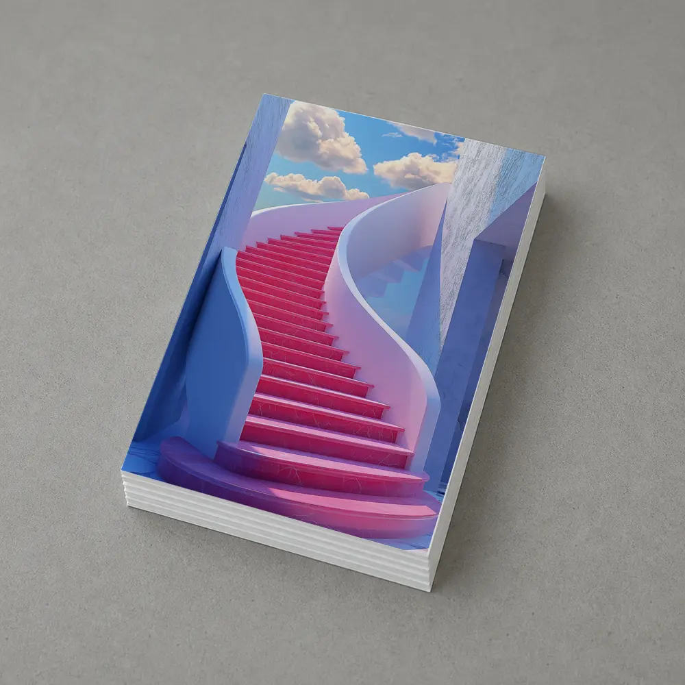 Pink Spiral Staircase Blue Sky Surreal – Postcards