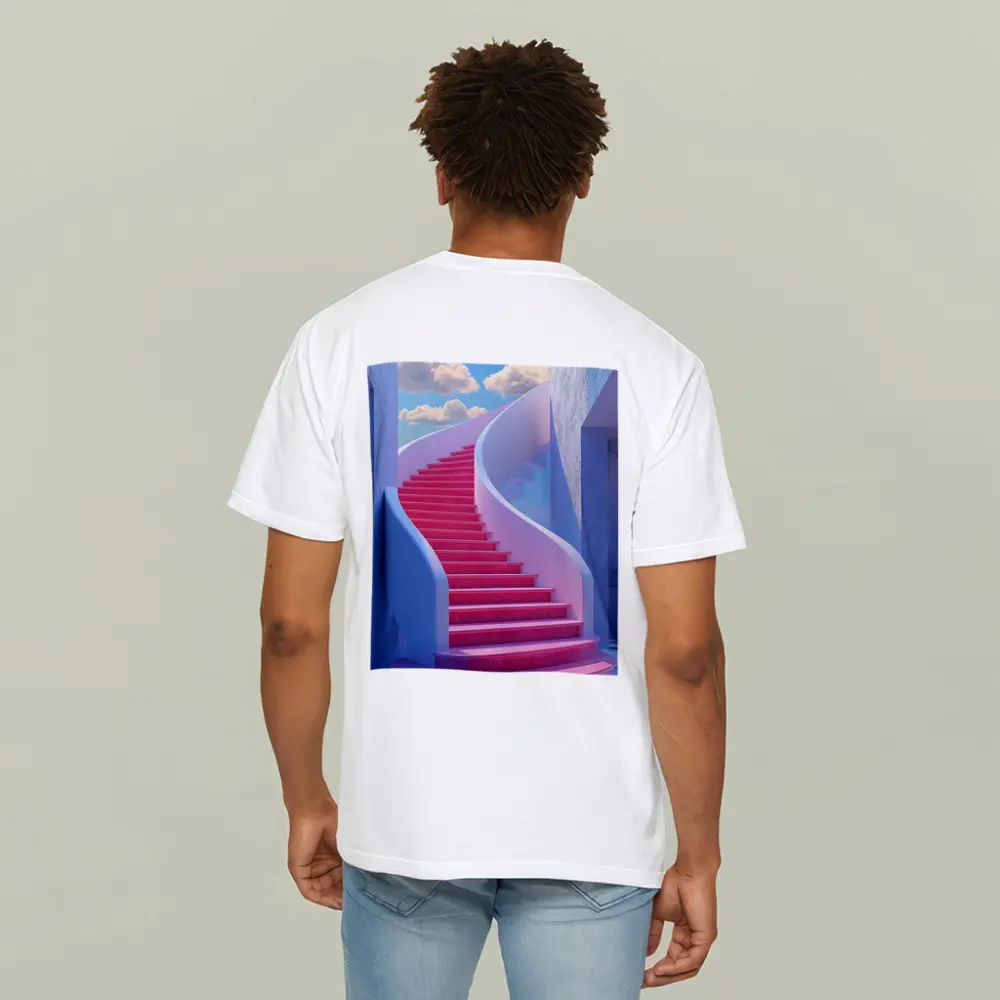 Pink Spiral Staircase Blue Sky Surreal – T-Shirts