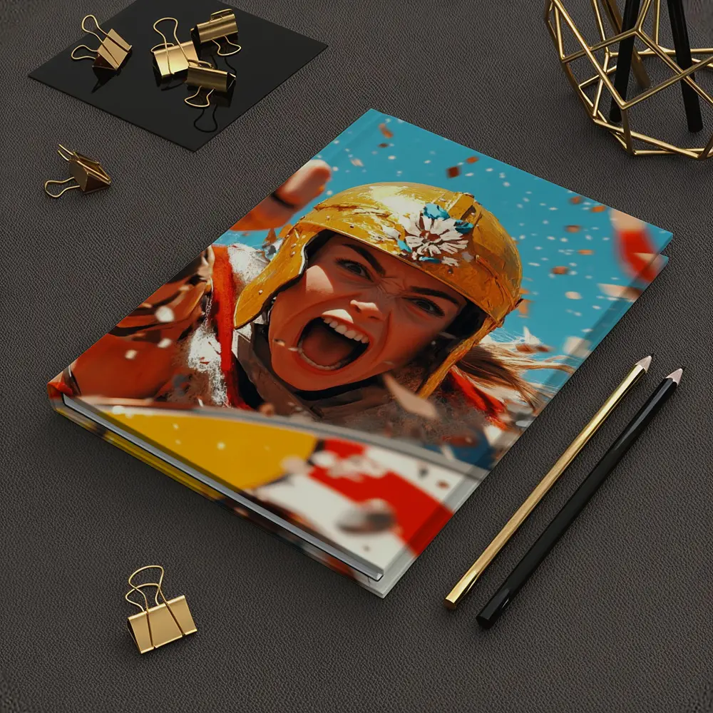 Fierce Female Warrior Gold Helmet Blue Sky – Notebooks