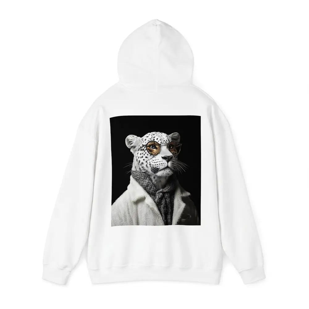 Snow Leopard Wearing Glasses and Coat – Hoodies