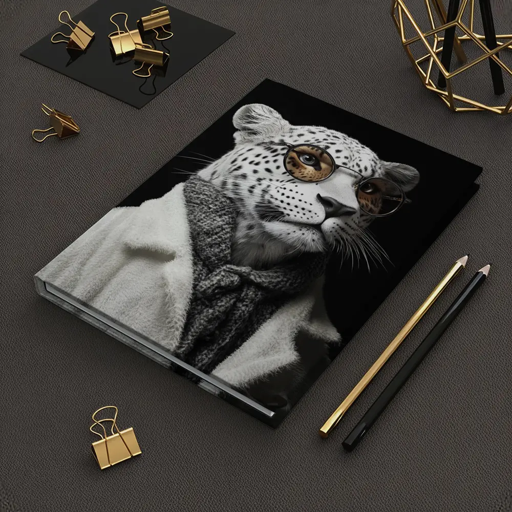 Snow Leopard Wearing Glasses and Coat – Notebooks