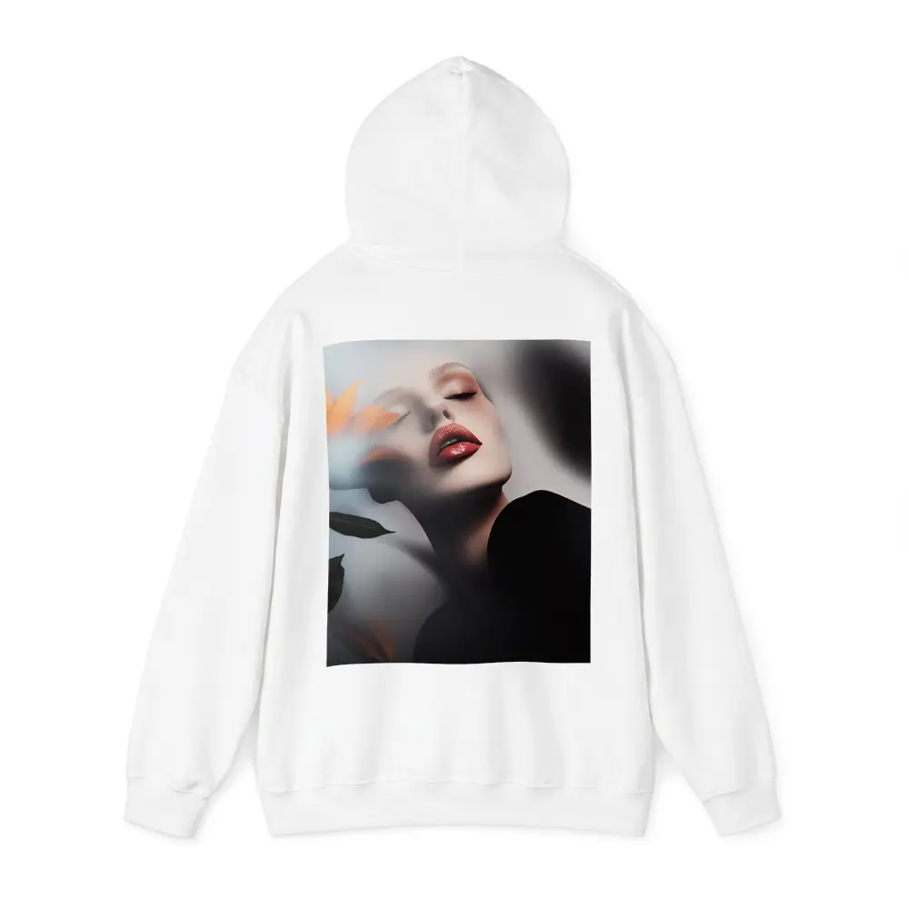 Woman Red Lips Sunflower Dark Moody Portrait – Hoodies