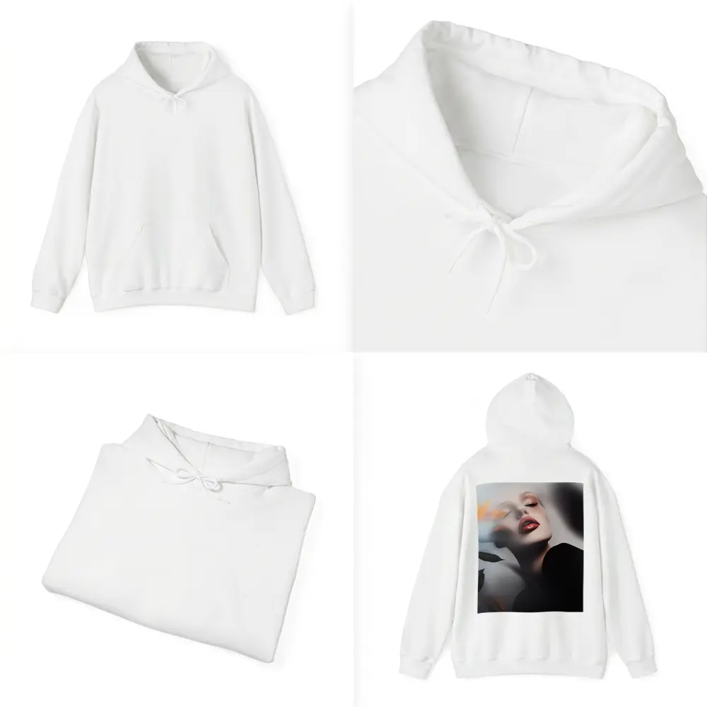Woman Red Lips Sunflower Dark Moody Portrait – Hoodies
