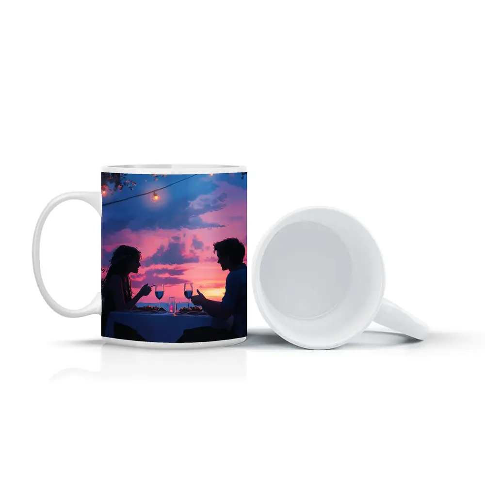 Romantic Couple Dinner Date Sunset Sky – Mugs