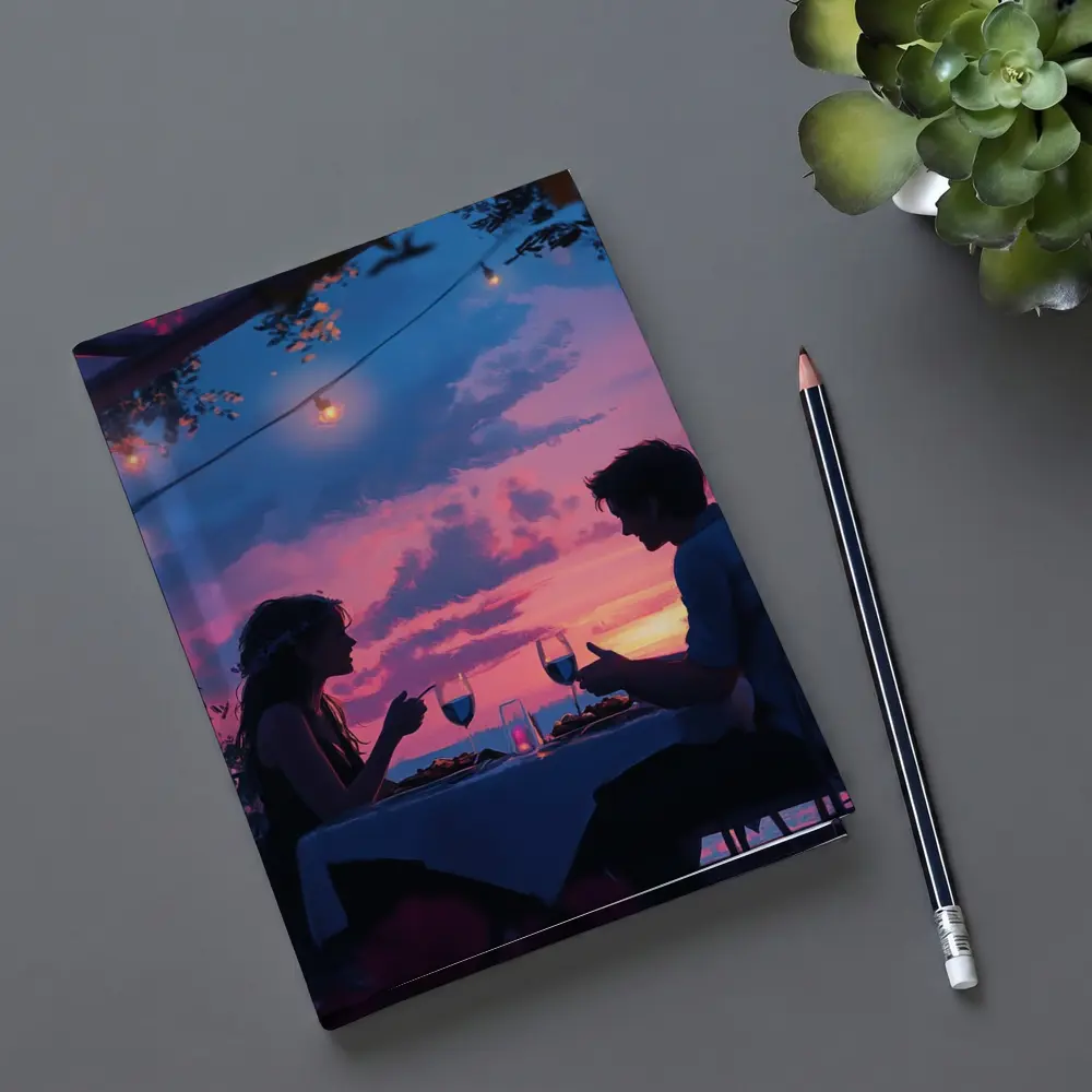Romantic Couple Dinner Date Sunset Sky – Notebooks