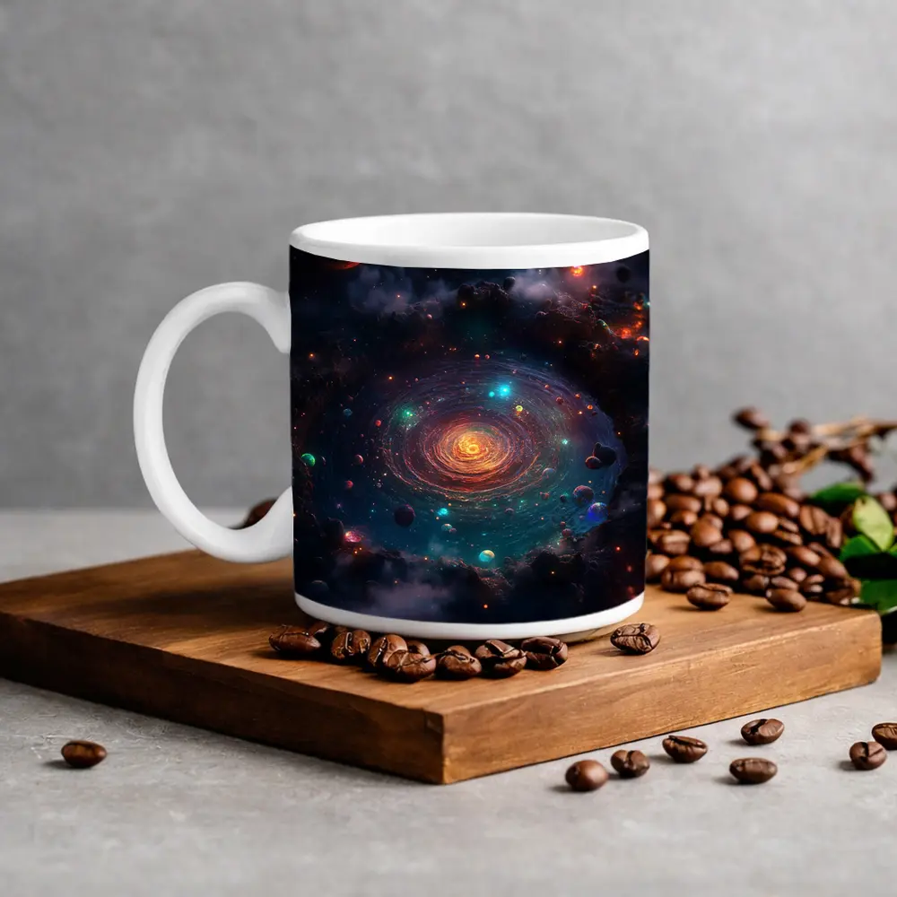 Colorful Galaxy Spiral Planets Dark Space – Mugs