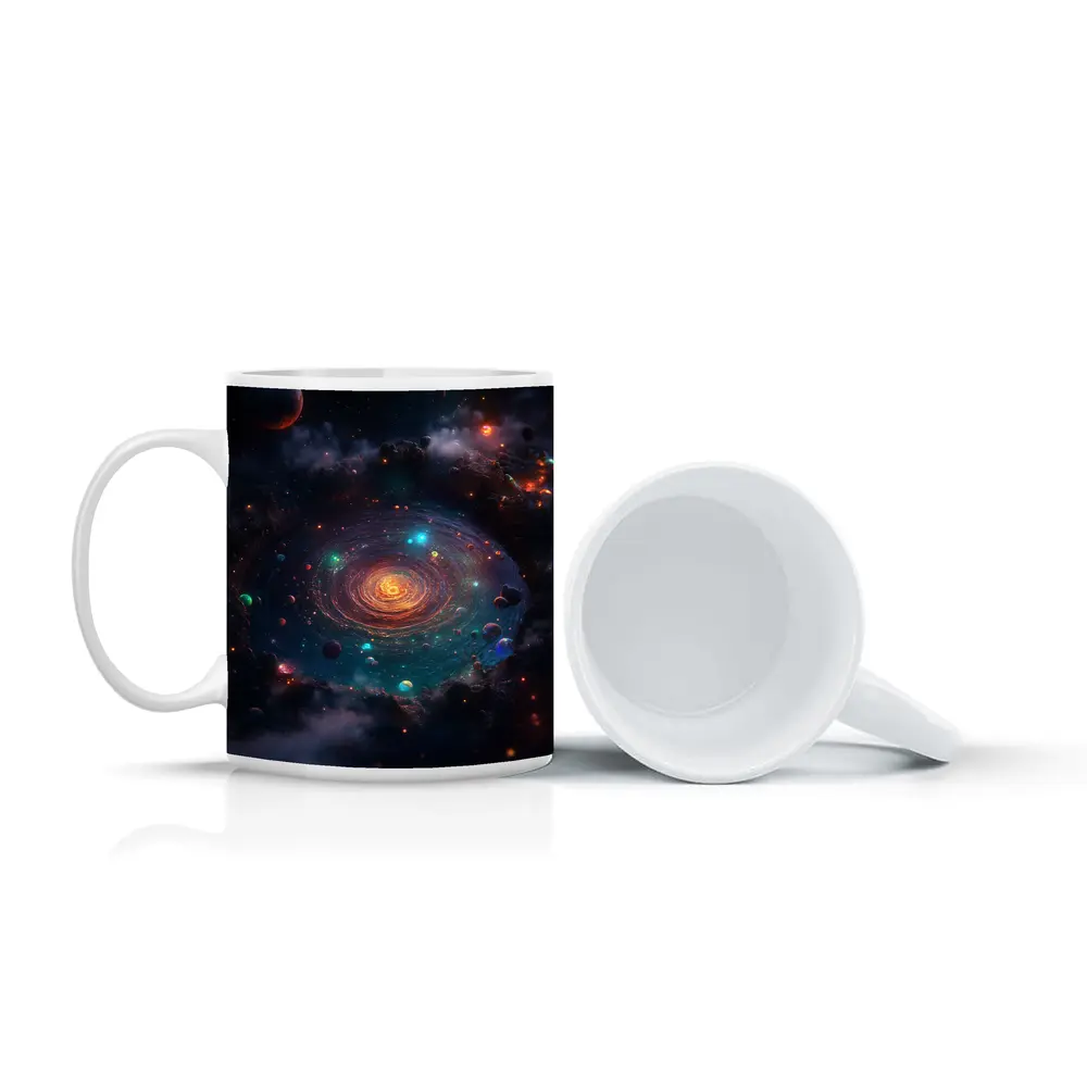 Colorful Galaxy Spiral Planets Dark Space – Mugs