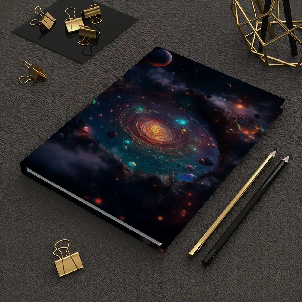 Colorful Galaxy Spiral Planets Dark Space – Notebooks