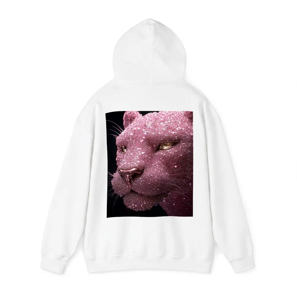 Pink Glitter Panther Portrait Black Background – Hoodies