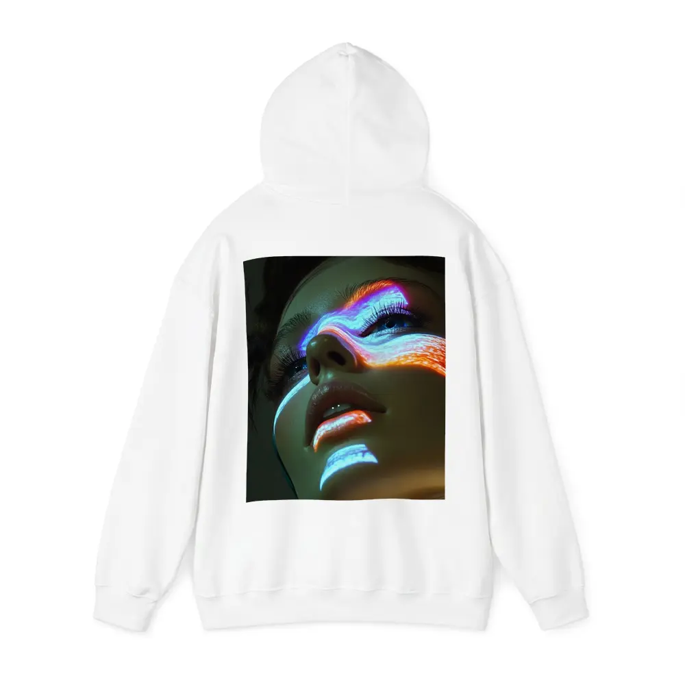 Neon Light Projection Woman Face Dark – Hoodies