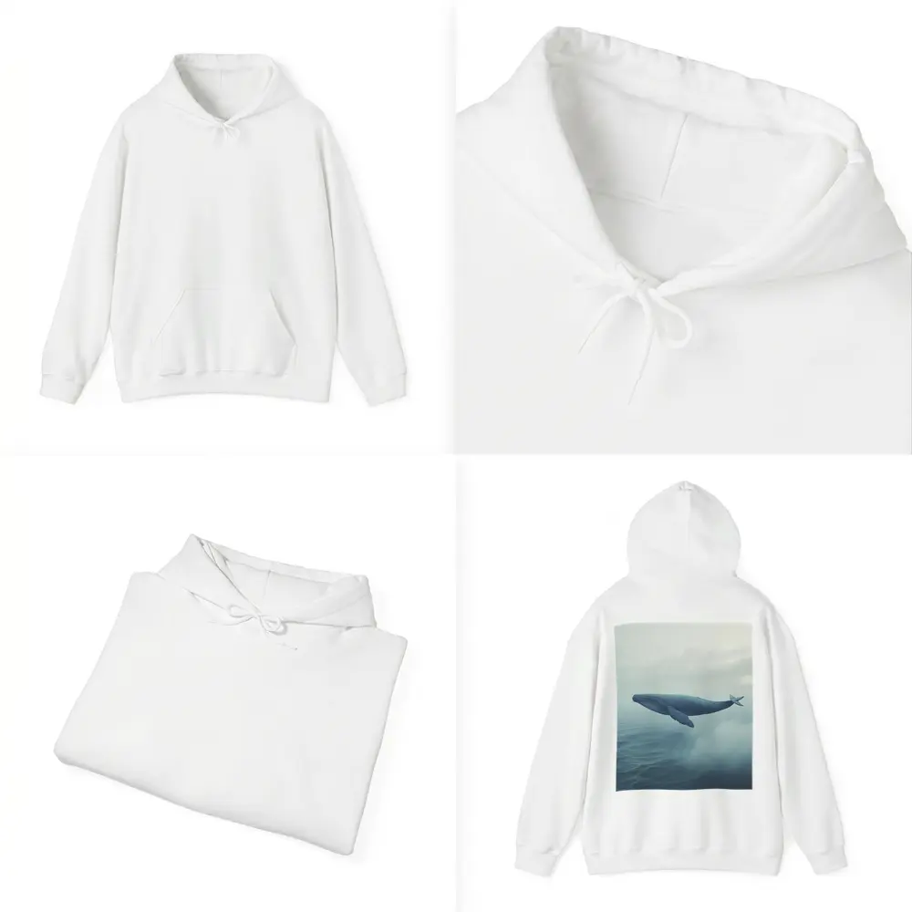 Humpback Whale Flying Over Misty Ocean – Hoodies