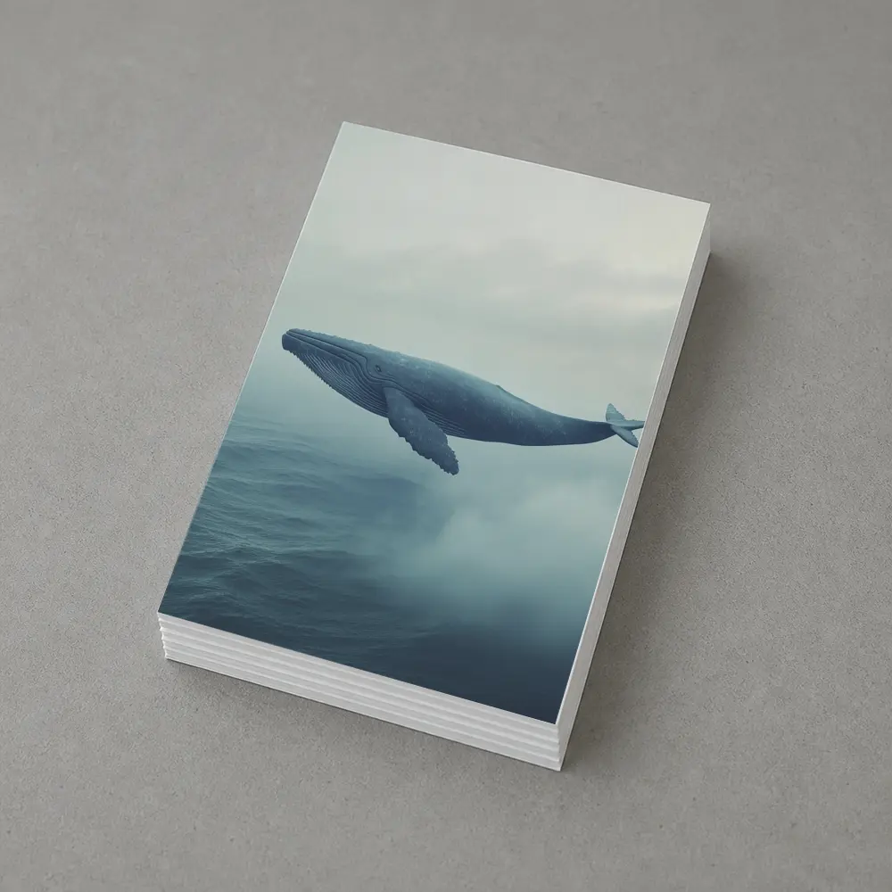 Humpback Whale Flying Over Misty Ocean – Postcards