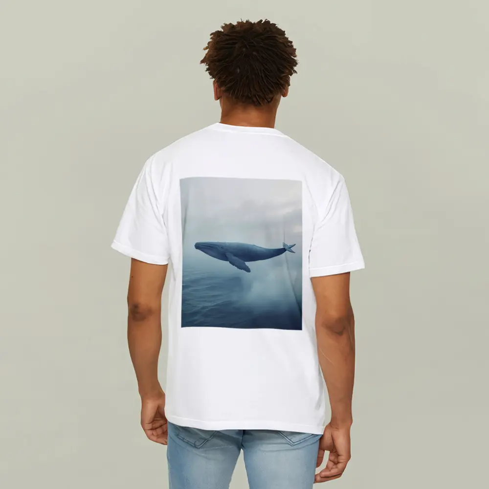 Humpback Whale Flying Over Misty Ocean – T-Shirts