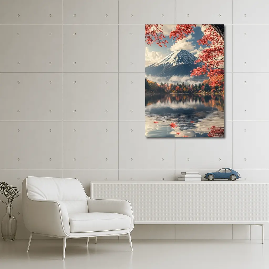 Mount Fuji Red Maple Lake Reflection – Wall Art