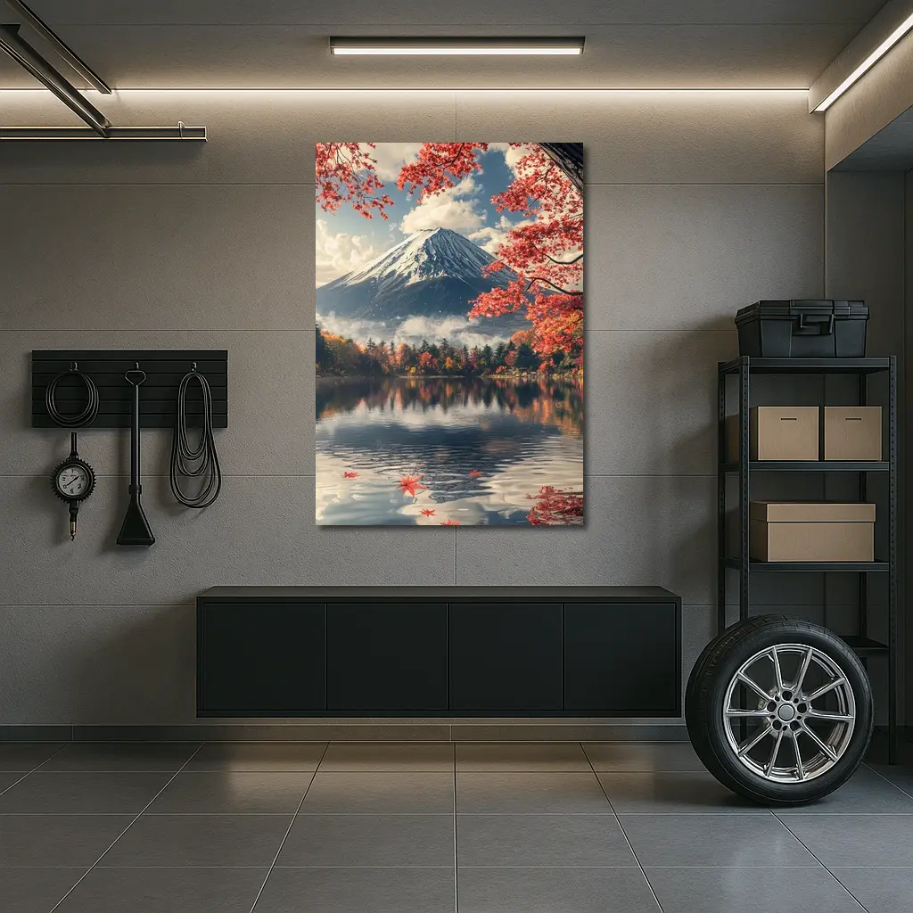 Mount Fuji Red Maple Lake Reflection – Wall Art