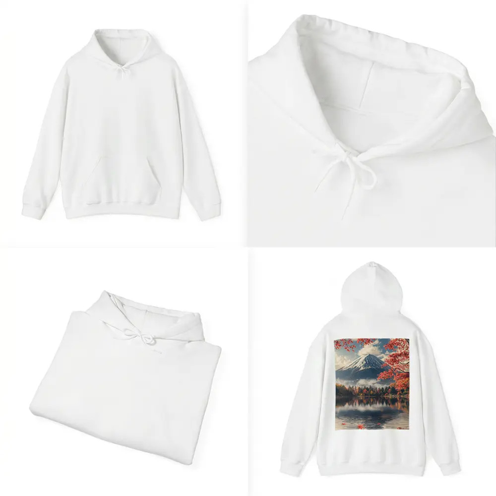 Mount Fuji Red Maple Lake Reflection – Hoodies