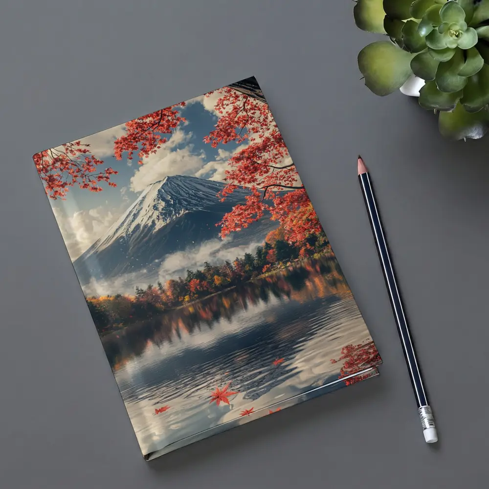 Mount Fuji Red Maple Lake Reflection – Notebooks
