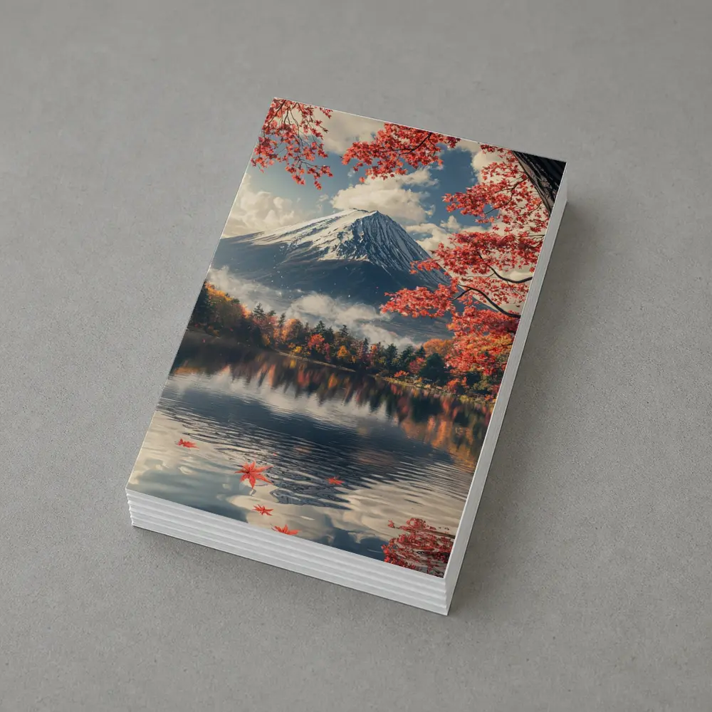 Mount Fuji Red Maple Lake Reflection – Postcards