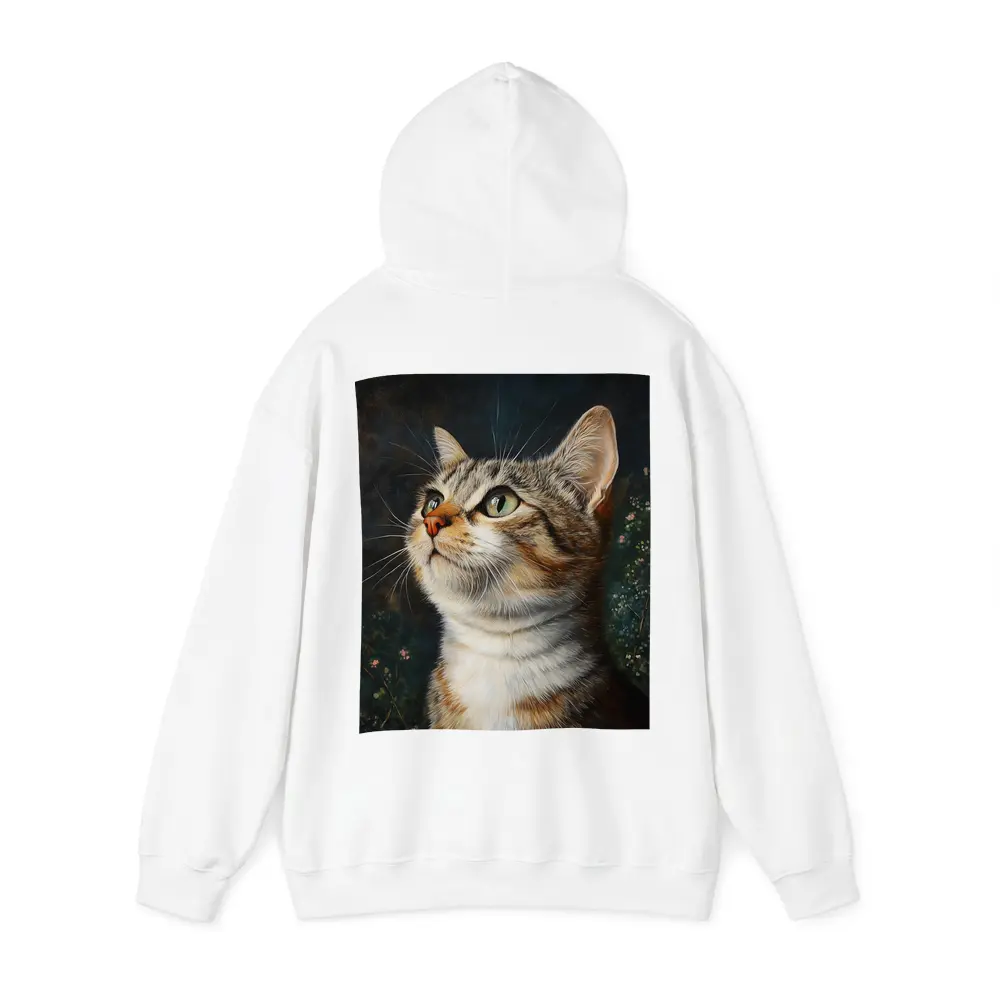 Tabby Cat Portrait Dark Floral Background – Hoodies
