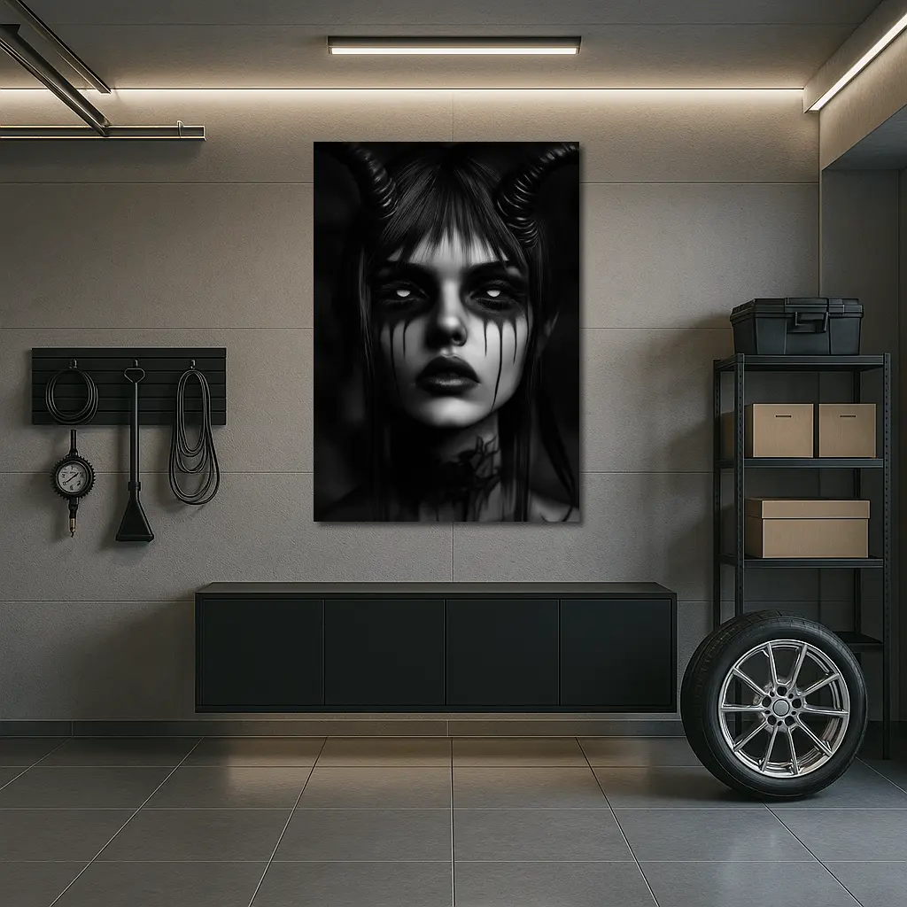 Dark Demon Woman Black White Gothic Art – Wall Art