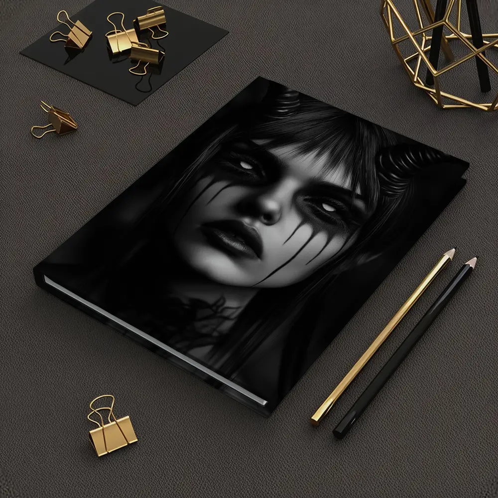Dark Demon Woman Black White Gothic Art – Notebooks