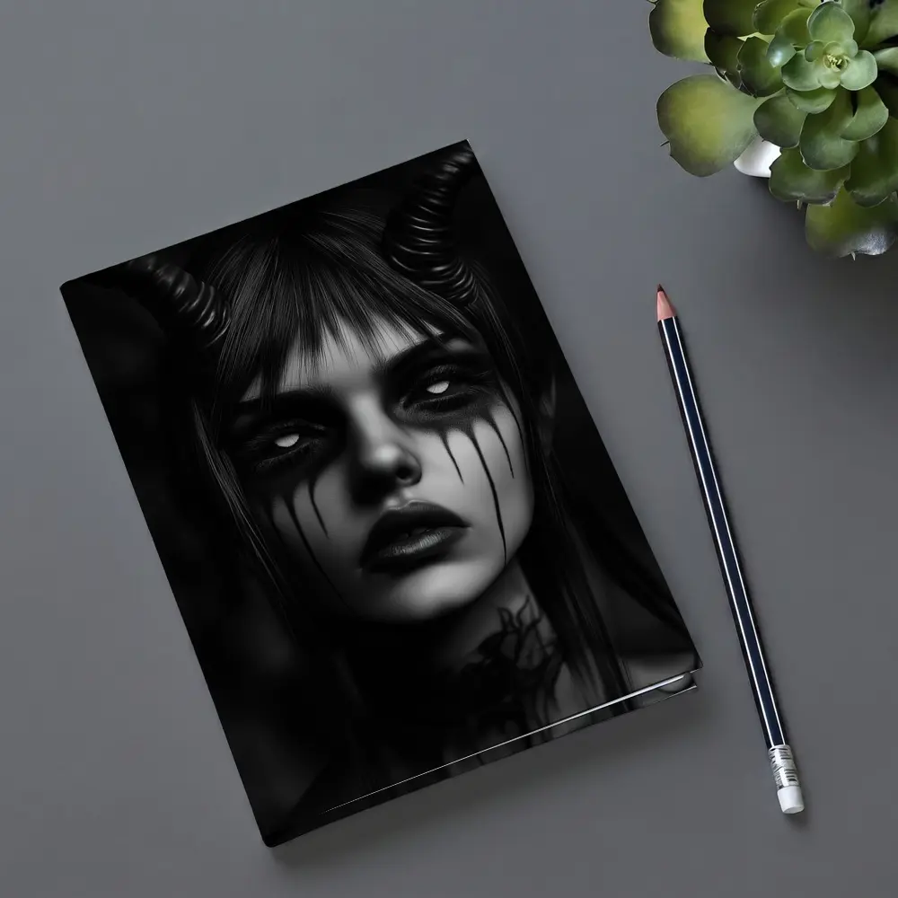 Dark Demon Woman Black White Gothic Art – Notebooks