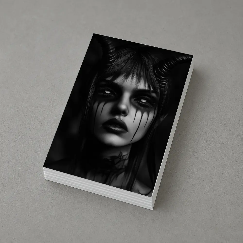 Dark Demon Woman Black White Gothic Art – Postcards