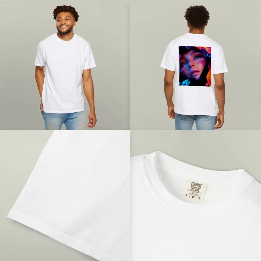 Neon Holographic Woman Portrait Bold Colors – T-Shirts