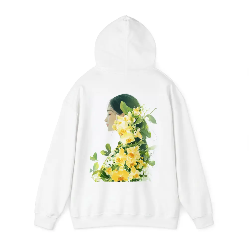 Woman Silhouette Double Exposure Yellow Orchids – Hoodies