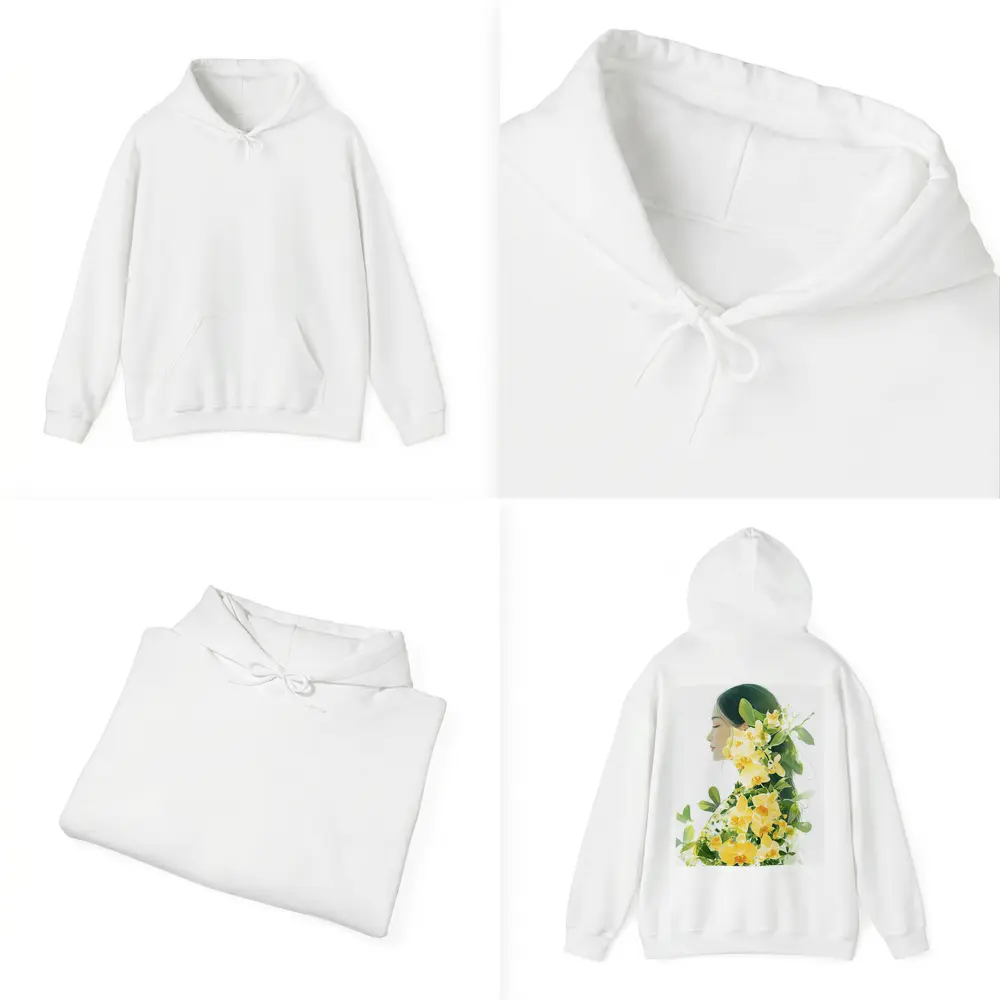 Woman Silhouette Double Exposure Yellow Orchids – Hoodies