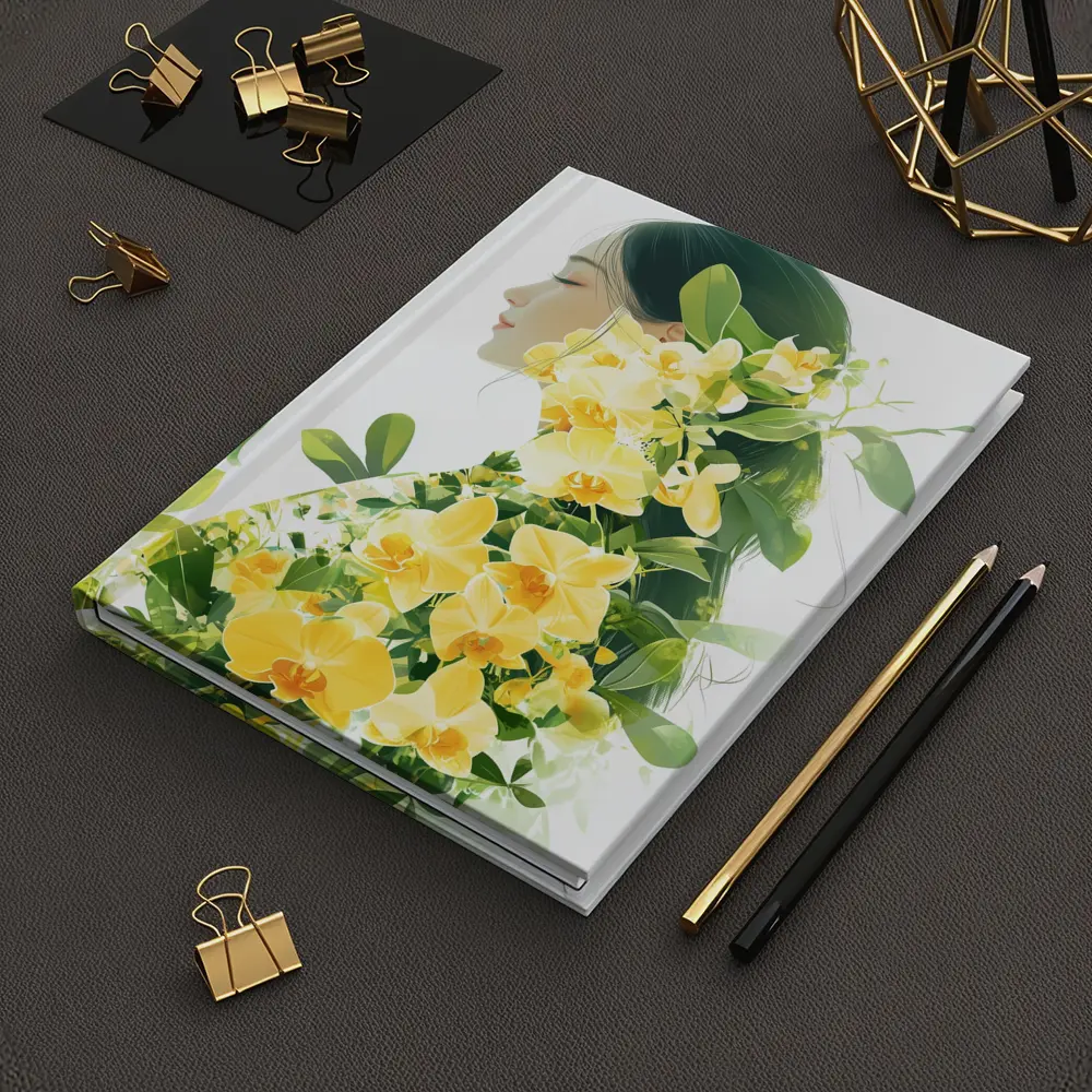 Woman Silhouette Double Exposure Yellow Orchids – Notebooks
